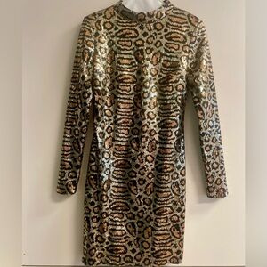 Topshop Sequin Leopard Print Mini Dress, size U.S. 6